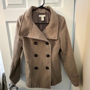 H&M Women's Double-Breasted Beige Pea Coat